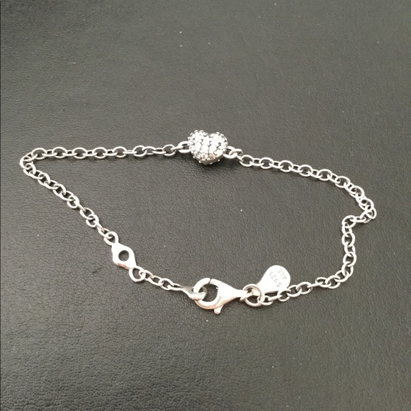Pandora Heart pave silver bracelet with CZ - Picture 9 of 10